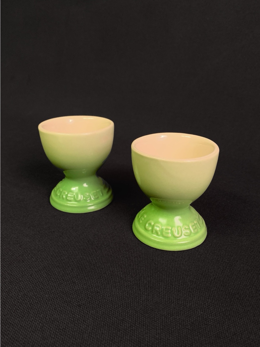 LE CREUSET Set of 2 Glazed Stoneware Egg Cups – Palm Green – NWT